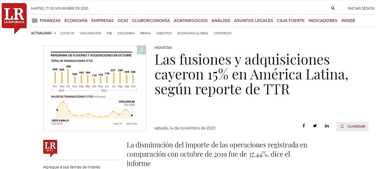 Las fusiones y adquisiciones cayeron 15% en Amrica Latina, segn reporte de TTR